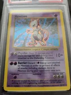 Pokemon- Mewtwo Holo Base Set #10 Shadowless PSA 3 1999 Rare Vintage - Image 2