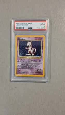 1999 POKEMON GAME MEWTWO #10/102 BASE SET HOLO PSA 6 - Image 1