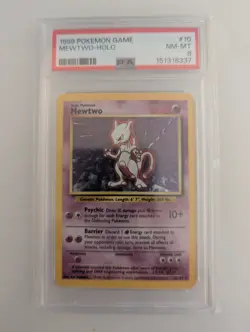 1999 Pokemon TCG Base Set Unlimited #10 Mewtwo Holo PSA 8 - Image 1