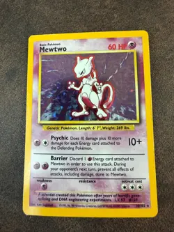 Pokemon TCG Mewtwo Base Set 10/102 Holo 1999-2000 Wizards Base Set - Image 1