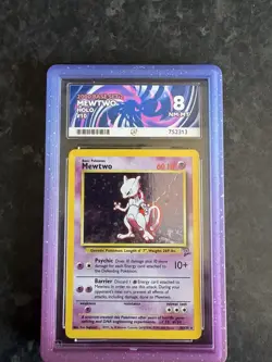 Pokemon TCG Mewtwo Base Set 2 Holo Unlimited Rare Card 10/130 Vintage 1999 Ace 8 - Image 1