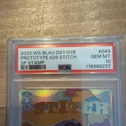 PSA 10 Weiss Schwarz Blau Disney Stitch DSY 01B-043 Jp Prototype Disney Stamp Sp - Image 2