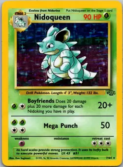Pokemon TCG Nidoqueen Jungle 7/64 Holo Unlimited Holo Rare - Image 1