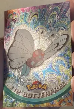 1999 Topps Pokemon TV Animat. BUTTERFREE #12 Texture Holo Silver Foil Black Logo - Image 2