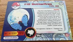 1999 Topps Pokemon TV Animat. BUTTERFREE #12 Texture Holo Silver Foil Black Logo - Image 3