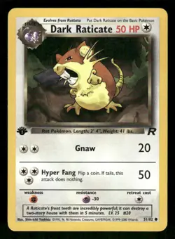 Dark Raticate 51/82 Common Team Rocket Pokemon 1st Edition Near Mint - Image 1