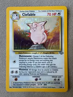 Pokemon CLEFABLE 1/64 Jungle Set Holo Rare Vintage Card WOTC - LP (NM Front) - Image 1