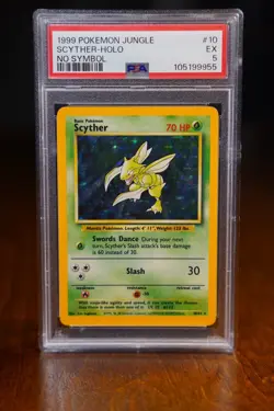 1999 Pokemon Jungle Scyther Holo No Symbol PSA 5 EX #10 - Image 1
