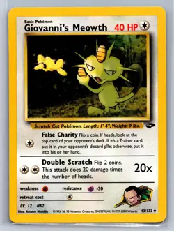 Giovanni's Meowth 43/132 Uncommon Gym Challenge Pokemon Unlimited Near Mint - Image 1
