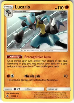 Lucario Non Holo 67/156 Ultra Prism Pokemon NM Fast Ship - Image 1