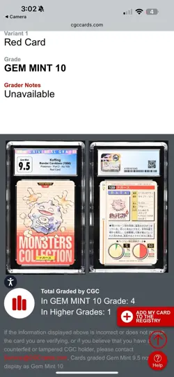 Pokemon Japanese Koffing Bandai Carddass Vending 1996 Red No. 109 PSA 7 - Image 3