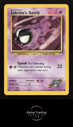 Sabrina's Gastly 93/132 Common Gym Heroes Pokemon Unlimited Lightly Played - Image 1