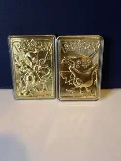 Burger King Pokemon TCG Gold Plated Metal Cards Pikachu & Mewtwo - Image 1