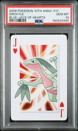2006 POKEMON CENTER 10TH ANNIVERSARY PLAYING CARDS BLUE DECK GROVYLE PSA 10 - Image 1