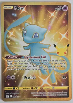 Mew 25/25 Gold Full Art Celebrations 2021 Pokemon Card - NM - Read Description - Image 1