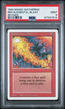 1994 MtG Magic the Gathering Revised Red Elemental Blast PSA 9 Mint Pop 23 - Image 1