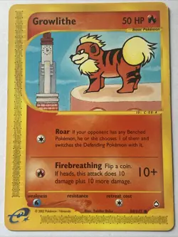 Growlithe 80/147 Pokemon TCG Aquapolis E Series Non Holo LP - Image 1