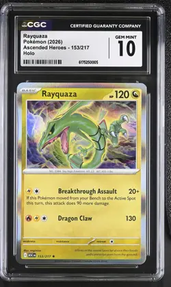 2026 POKEMON ASCENDED HEROES #153/217 RAYQUAZA HOLO CGC 10 GEM MINT - Image 1