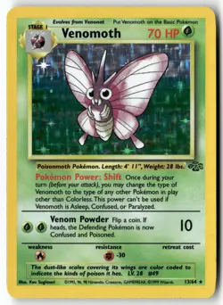 VENOMOTH 13/64 RARE JUNGLE POKEMON UNLIMITED HOLO LP+ - Image 1