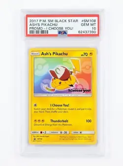 Ash's Pikachu SM108 I Choose You! Sm Black Star Promo Pokemon PSA 10 - Image 1