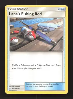 Lana's Fishing Rod 195/236 Uncommon Cosmic Eclipse Pokemon Near Mint - Image 1