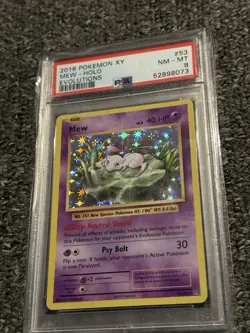 Pokemon TCG XY Evolutions Mew 53/108 PSA 8 Holo Rare Near Mint - Image 1