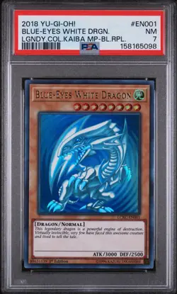 Konami Yu-Gi-Oh! Blue-Eyes White Dragon V1 Ultra Rare Holo 1st LCKC-EN001 PSA 7 - Image 1