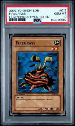 2002 Yu-Gi-Oh! Firegrass LOB 1st Edition Common PSA 10 - Image 1