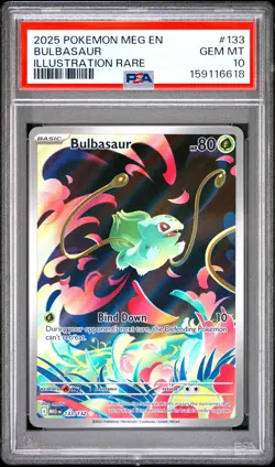 POKEMON BULBASAUR 133/132 FULL ART ILLUSTRATION RARE MEGA EVOLUTION 2025 PSA 10 - Image 1