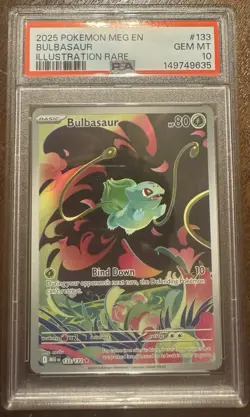 Pokemon Mega Evolutions 2025 Bulbasaur Illustration #133/132 Rare PSA 10 - Image 1
