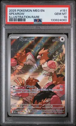 🔥 Pokemon TCG 🔥 Spearow #151 🔥 Mega Evolution Illustration Rare 🔥 PSA 10 🔥 - Image 3