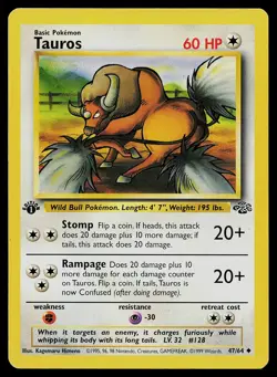 Pokemon Card Jungle Tauros 47/64 Uncommon 1st Edition - Image 1