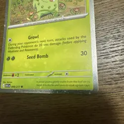 Chikorita 008/217 ME: AH Pokemon Cosmo Holo Bleed error card with Swirl - Image 3