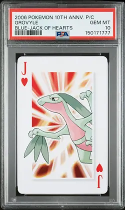 2006 POKEMON CENTER 10TH ANNIVERSARY PLAYING CARDS BLUE DECK GROVYLE PSA 10 - Image 1