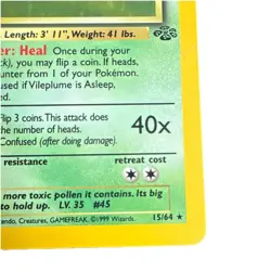 Pokemon TCG Vileplume 15/64 Holo Rare Unlimited Card Jungle 1999 HP/MP - Image 4