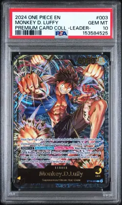 ONE PIECE MONKEY D. LUFFY 2024 PREM CARD COLL-LEADER COLL- #003 PSA 10 💎 ENG - Image 1