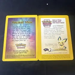 Vintage 2000 Pokemon Neo Discovery Promo Card Pichu and Ancient Mew Info Card - Image 2