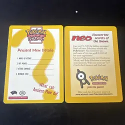 Vintage 2000 Pokemon Neo Discovery Promo Card Pichu and Ancient Mew Info Card - Image 3