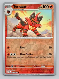 Torracat 033/162 Common Temporal Forces Pokemon Reverse Holo Near Mint - Image 1
