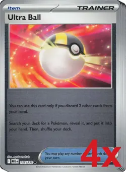 4x Ultra Ball 131/132 Reverse Holo Pokemon TCG Playset ME01: Mega Evolution - Image 1