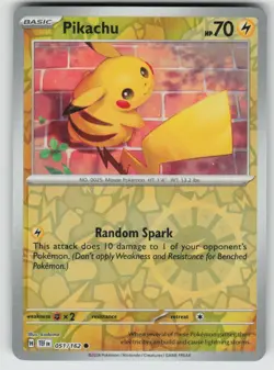 Pikachu 051/162 Common Temporal Forces Pokemon Reverse Holo Near Mint - Image 1