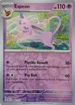 086/197 ESPEON REVERSE HOLO OBSIDIAN FLAMES POKEMON CARD - Image 1