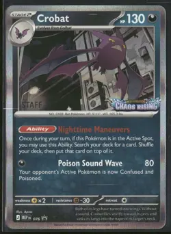 Crobat MEP 076 STAFF - Pokemon TCG Chaos Rising Pre Release Black Star Promo NM - Image 1