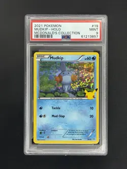 2021 Pokemon McDonald's Collection #19 Mudkip Holo 25th Anniversary PSA 9 - Image 1