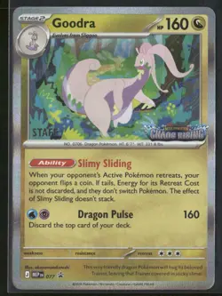 Goodra MEP 077 STAFF - Pokemon TCG Chaos Rising Pre Release Black Star Promo NM - Image 1