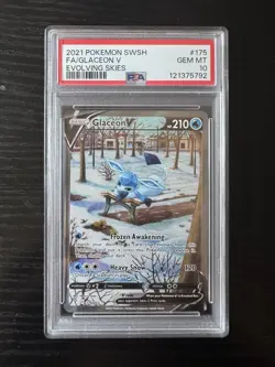 Pokemon Evolving Skies Glaceon V 175/203 PSA 10 Alternate Full Art Holo - Image 1