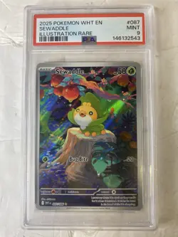 POKEMON WHT EN-WHITE FLARE ILLUSTRATION RARE #087 - SEWADDLE 087/086 - PSA 9 - Image 1