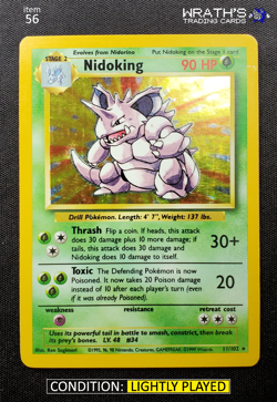 LP 👑 Nidoking Holo 11/102 English WOTC Base Set Unlimited Vintage Pokemon 56 - Image 1