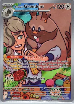 Pokemon TCG Pokemon Arven's Greedent Holo 205/182 - Image 1
