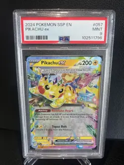 2024 POKEMON SSP EN-SURGING SPARKS #057 PIKACHU EX PSA 9 - Image 1